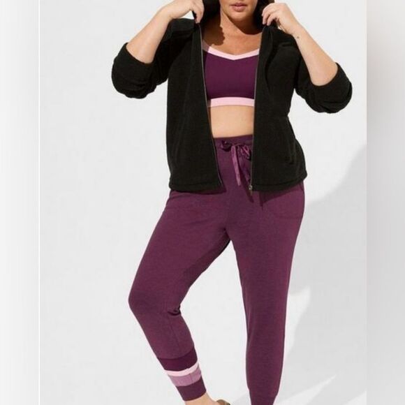 Torrid Deep Black Sherpa Zip Up Lounge Sweatshirt, Zipper Front, Collar, NWT 3X - Picture 4 of 16